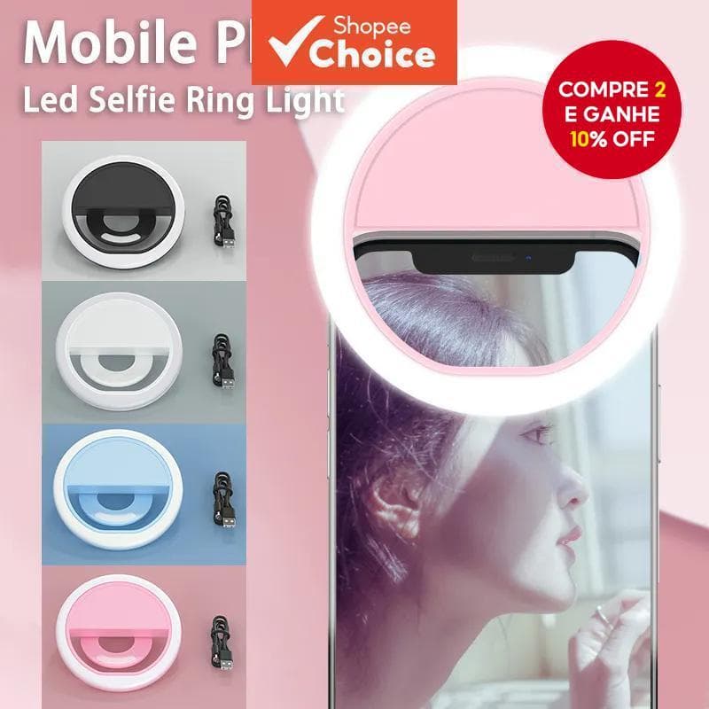 Ring Light Anel De Luz De Preenchimento De Carregamento USB Lente De Celular Led Selfie Para Telefones E Tablets