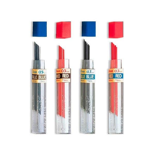 Grafite Hi Polimer Colorido Azul e Vermelho 0,5mm e 0,7mm - Pentel / WX Gift