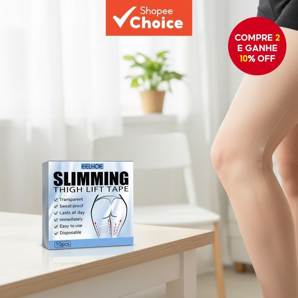  Fita Modeladora para Coxas - Adesivos Anticelulite Sem Látex para Firmeza e Levantamento de Pernas, 10 unidades