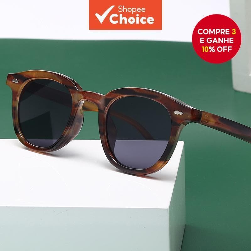 Óculos de sol retro redondos UV400 tendência - Armações leves unissex para dirigir, atividades ao ar livre e esportes.