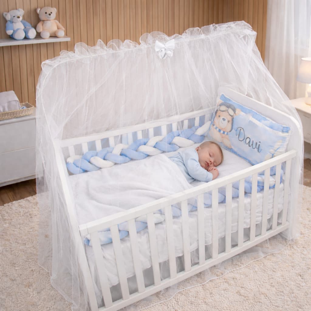 Mosquiteiro Para Berço Americano e Mini Berço Tule Tela Mosquiteira Cortinado Rede Protetora