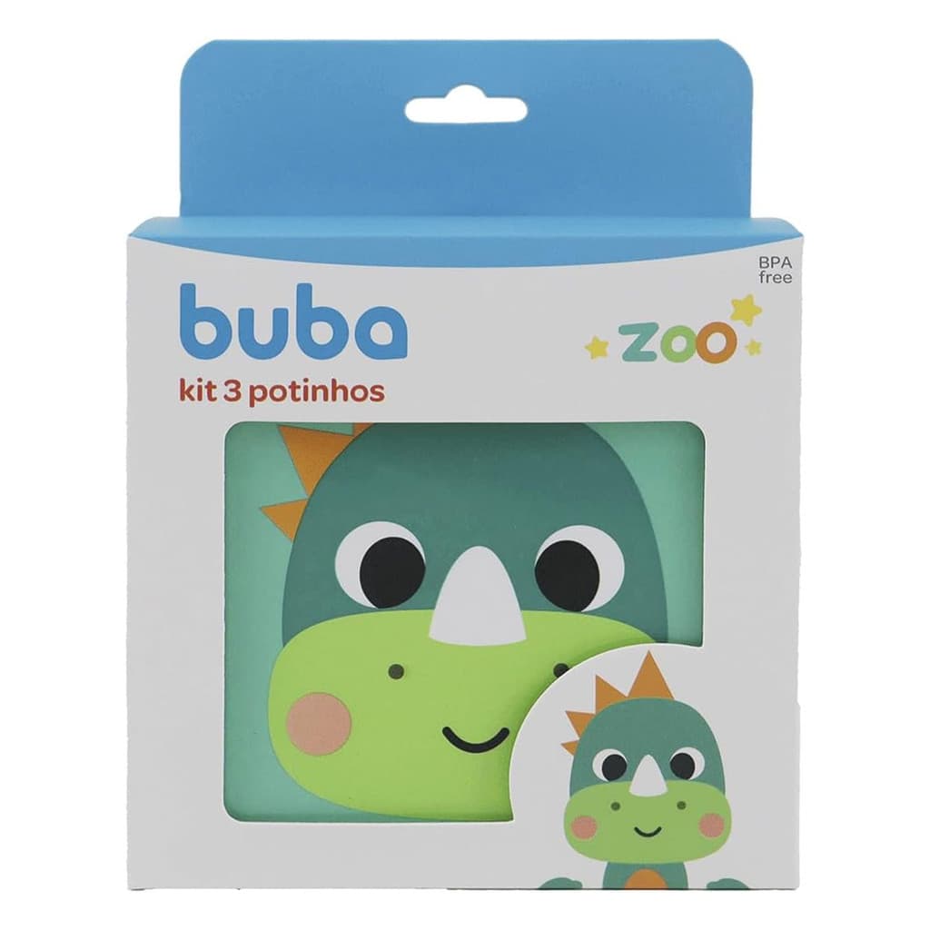 Kit 3 Potes Lancheira Infantil Buba Bubazoo Dino