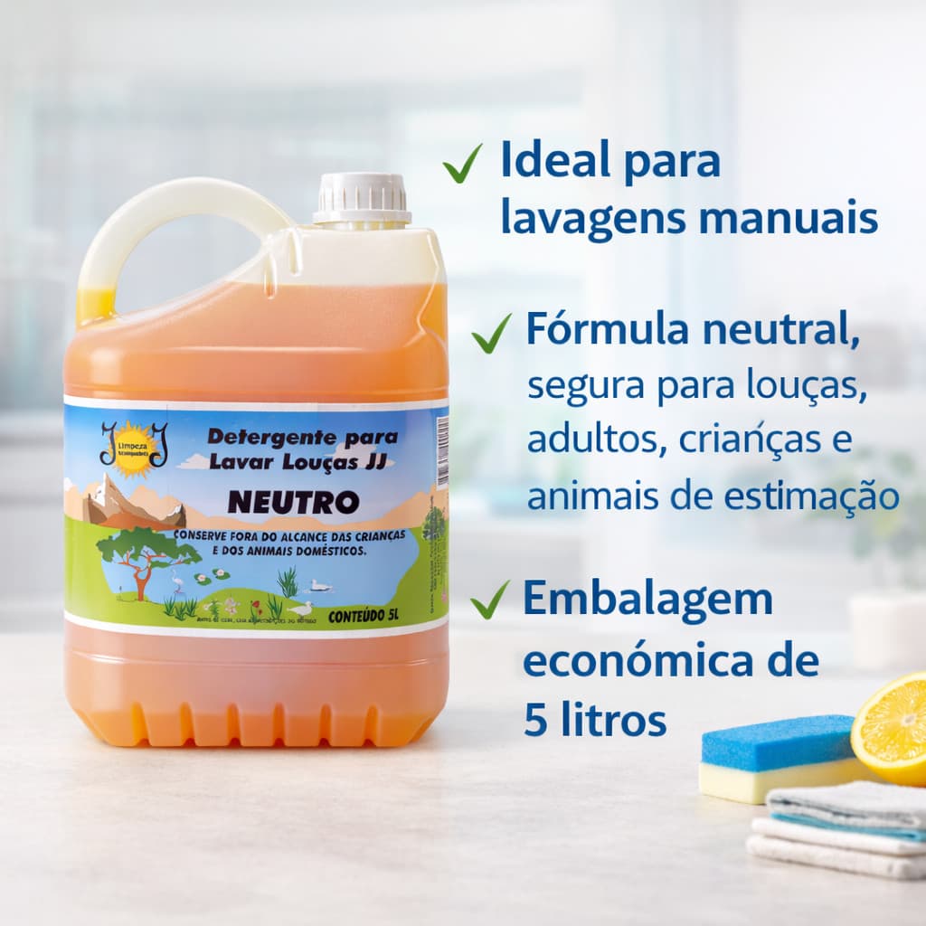 Detergente Neutro Lava Louças 5 Litros Perfeito para Lavagem de Louças Cheiroso e De Qualidade