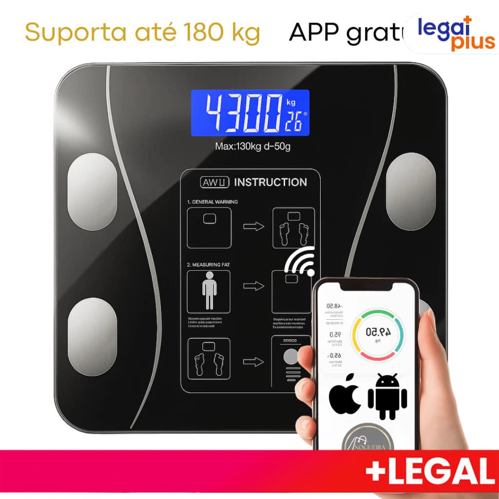Balança Inteligente com Bioimpedância, App Integrado e Capacidade de até 180kg