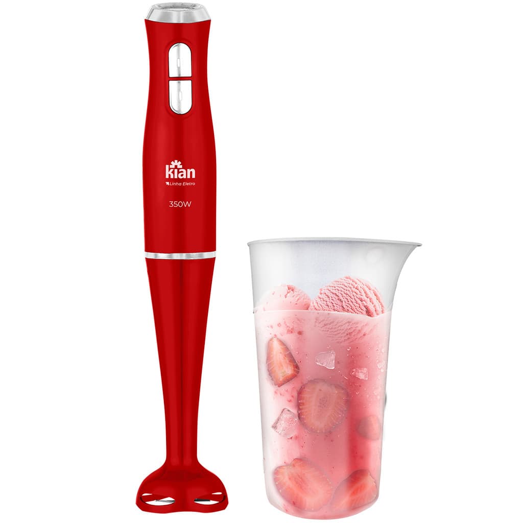 Mixer 2 Em 1 350W 2 Velocidades Com Copo 700ml Vermelho - 127V Kian