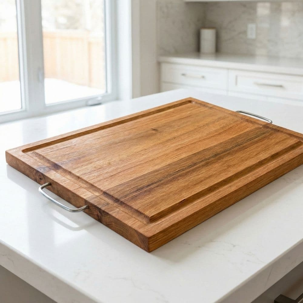 Tabua De Carne Churrasco Com Alça Grande 32x40 MadeirA EUCALIPTO CRUA