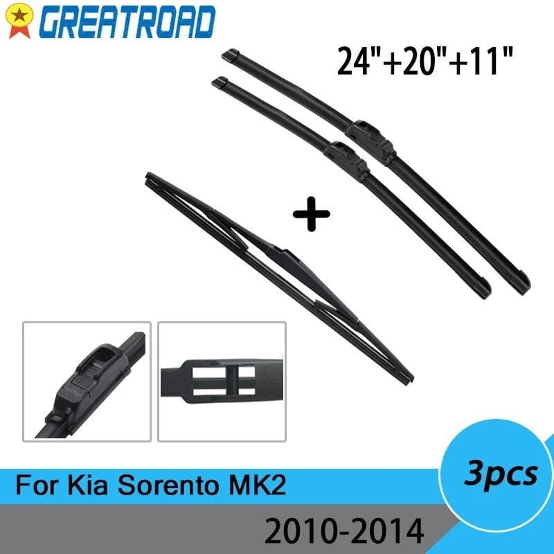 Kit De Conjunto De Lâminas De Limpador Dianteiro E Traseiro Para Kia Sorento MK2 2010-2014 Pára-Brisa Janela Traseira 24