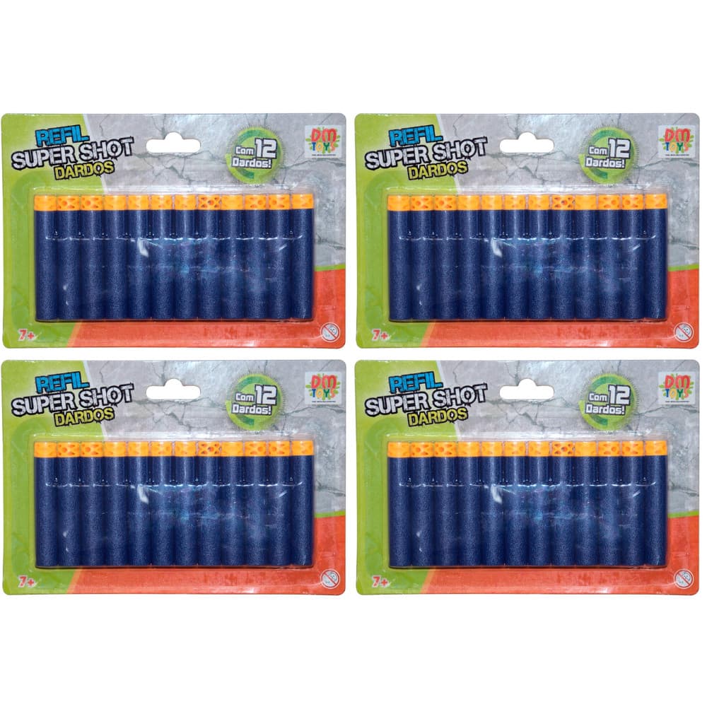 KIT C/4 REFIL C/12 DARDOS SUPER SHOT - DM TOYS DMT6167