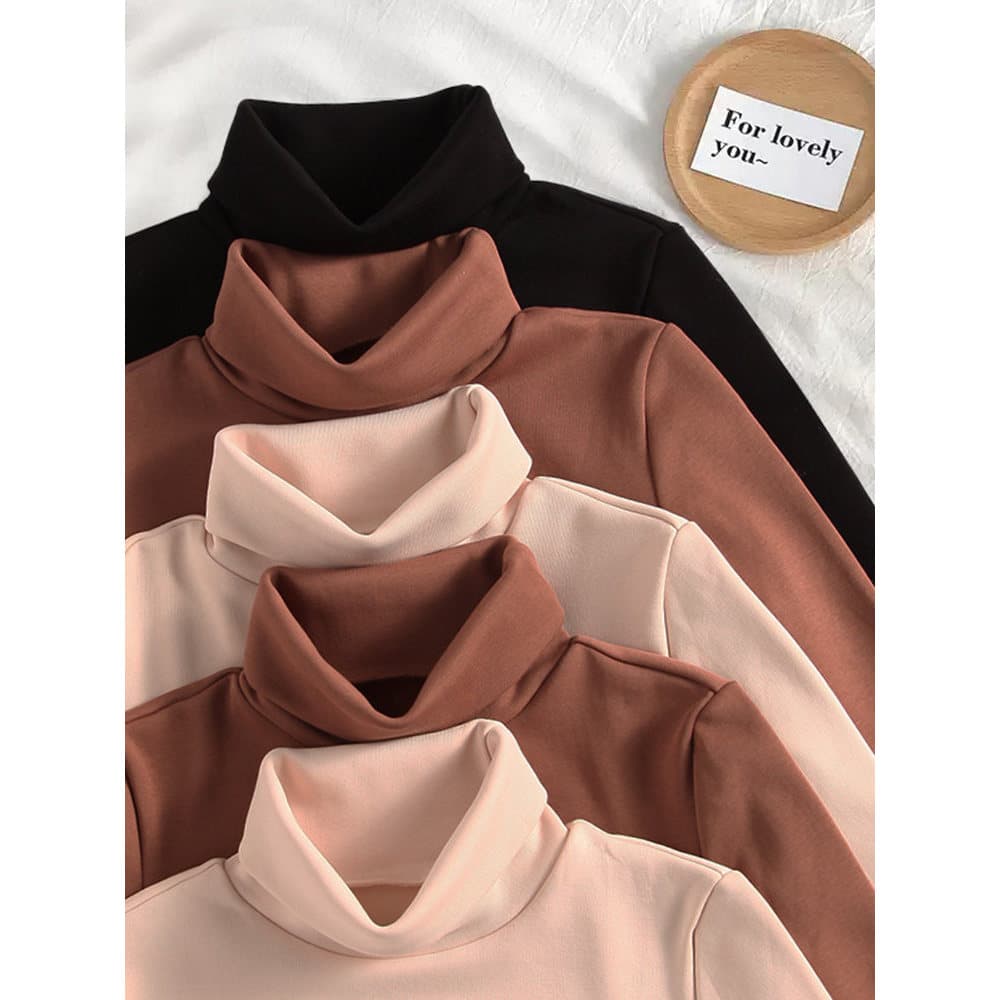 Camisa de fundo para maternidade outono inverno estilo meia gola alta forro de lã interno Top de maternidade de manga co