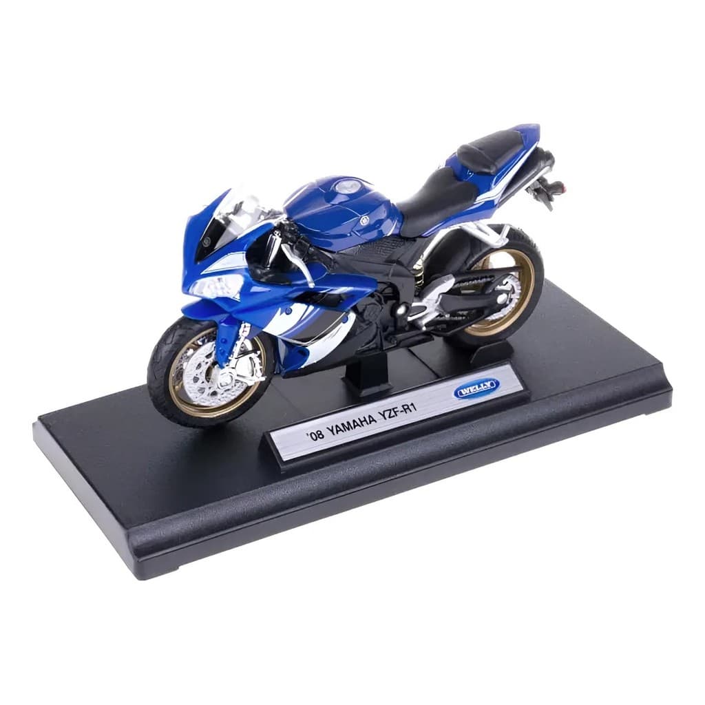 Miniatura Moto Yamaha Yzf- R1 Azul Welly 1:18 - Colecionável