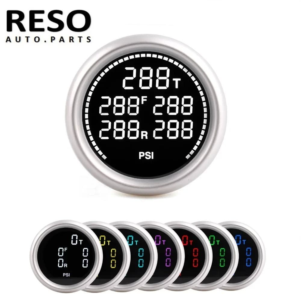 RESO 2 " 7 Cores Display LED Medidor De Pressão De Suspensão A Ar Duplo Passeio De Sensores 1/8NPT Acessórios Para Carro