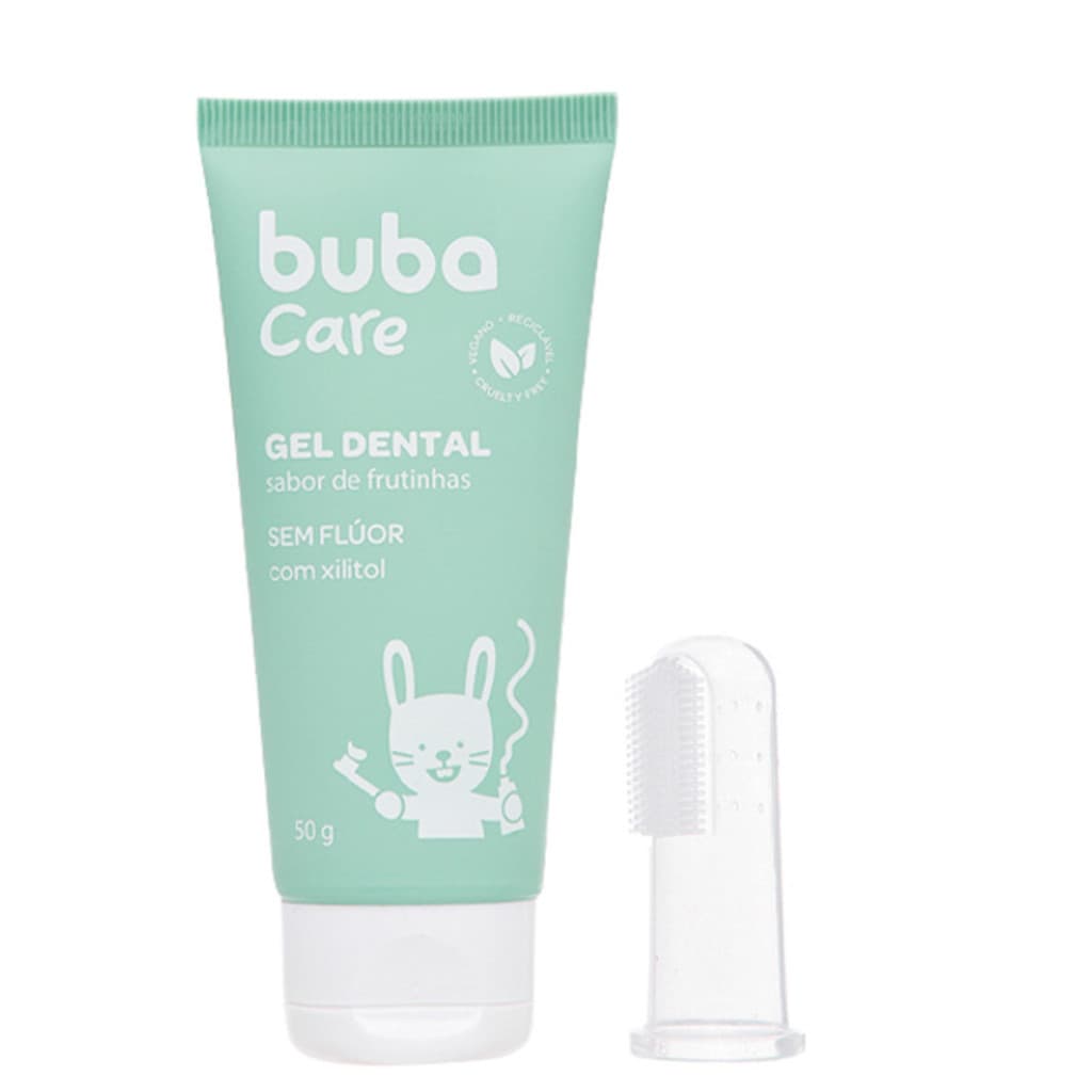 Gel Dental Sem Flúor Infantil C/ Escova Massageadora Buba Care