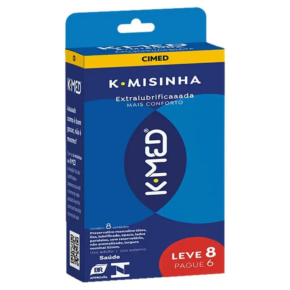 Preservativo Masculino K-Misinha Extra Lubrificada 8 unidades (Leve 8 Pague 6) K-Med