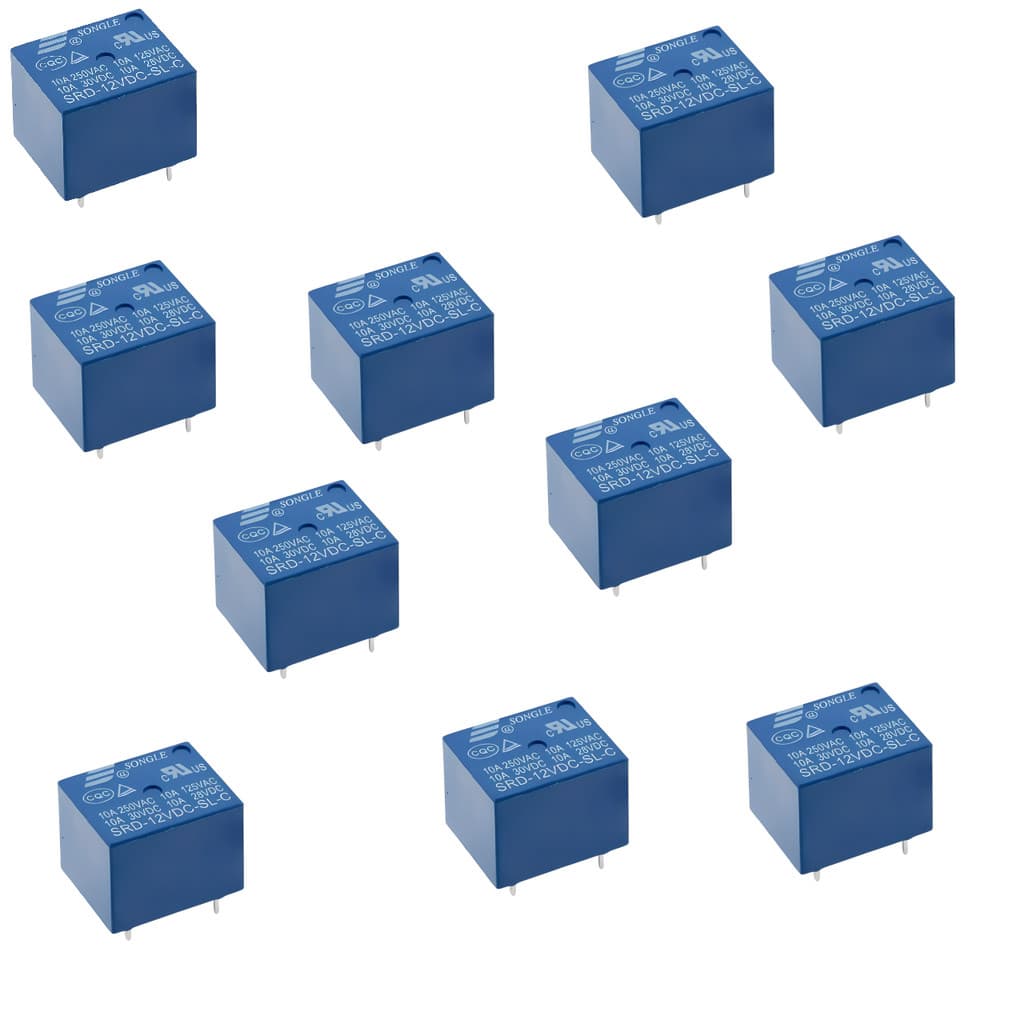 10 Pçs Rele 12v 10a 5 Terminais Songle