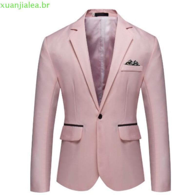 [LHO] Moda Um Botão Lapela Casual Homem Blazer Manga Longa Decorativa Casaco De Bolso Roupa De Trabalho