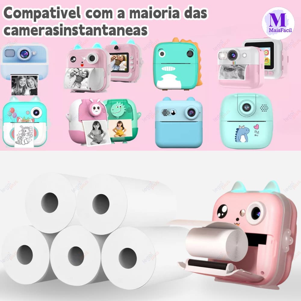 Kit 30 Rolos Refil Papel Câmera Instantânea Mini Impressora Portátil Térmica Etiqueta Maquina Fotográfica Que Imprime
