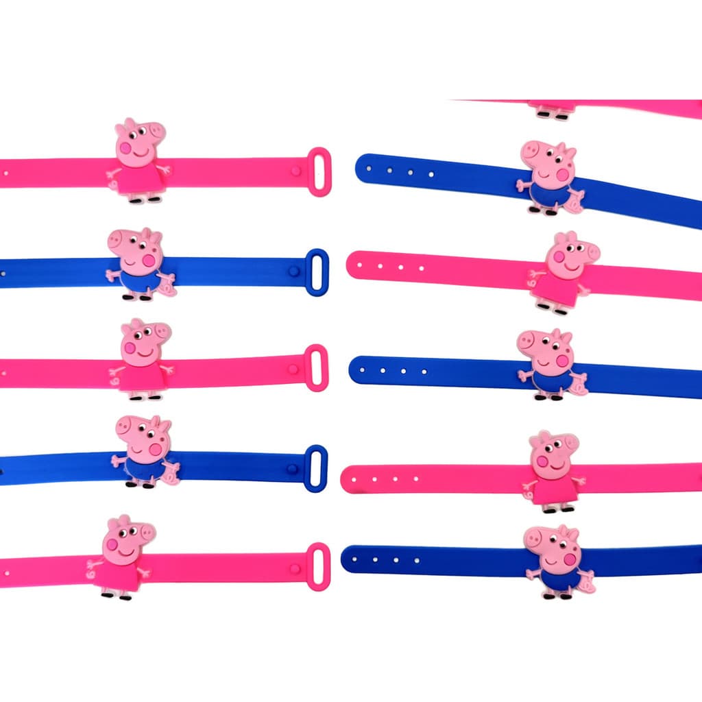 lembrancinha da Peppa e George 10un Pulseira Lembrancinha Tema Aniversário 