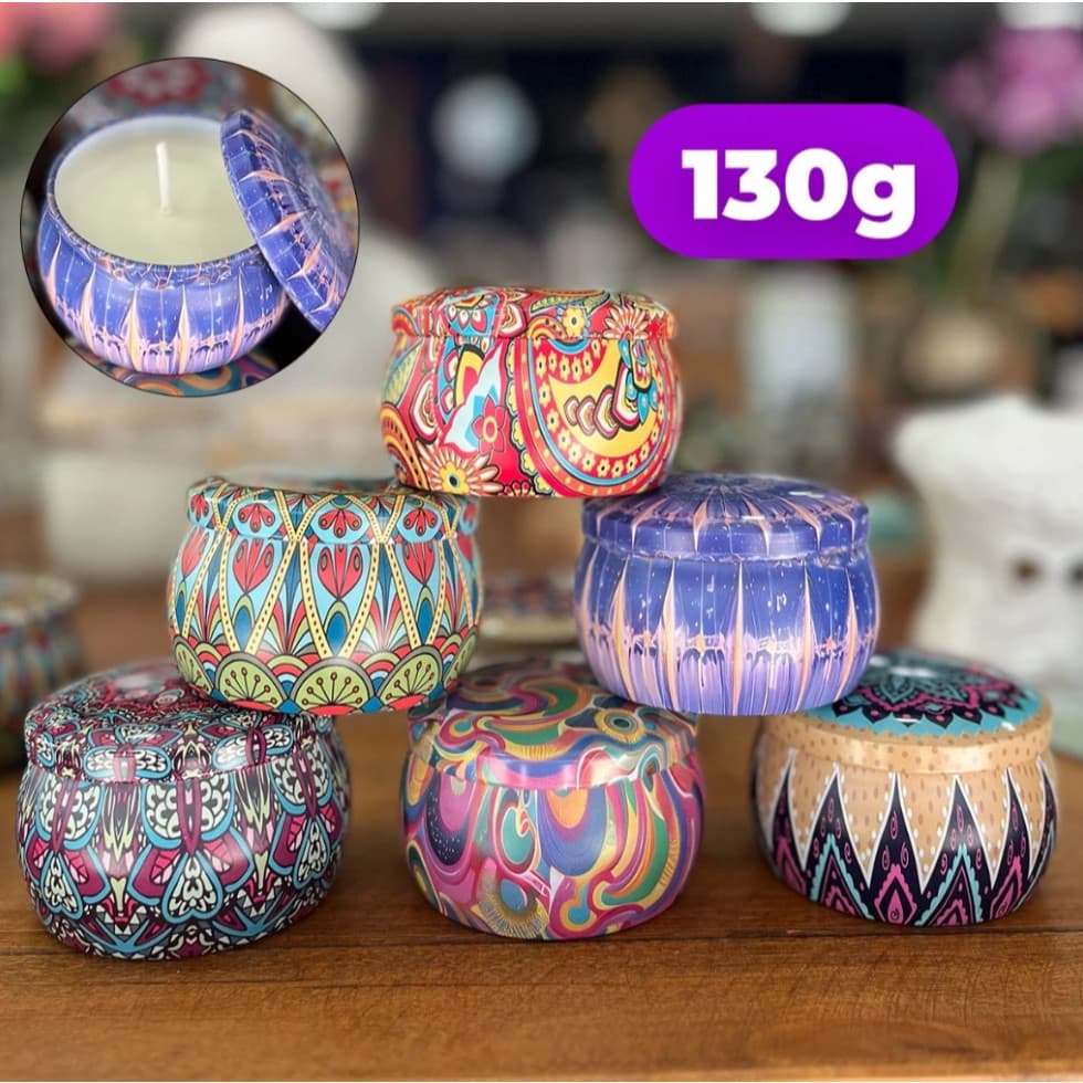 Vela Aromática Mandala Artesanal PREMIUM 130g - Vários Aromas - Com especiarias