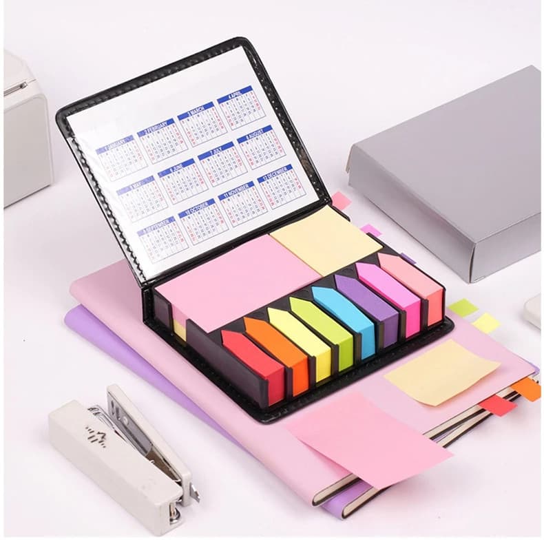 Bloco De Anotações Auto Adesivo Lembrete 1000 FOLHAS Com Estojo De Couro Sintético