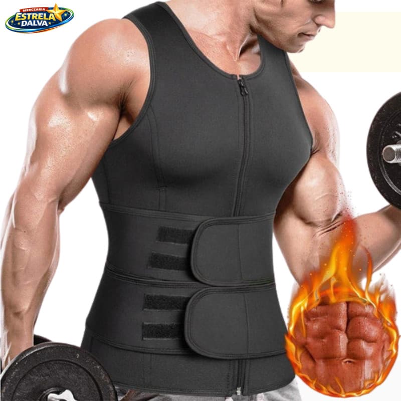 Cinta Abdominal Masculina Modelador Corporal Power Colete Ajustável Redutor De Cintura Sauna Queima Gordura Seca Barriga