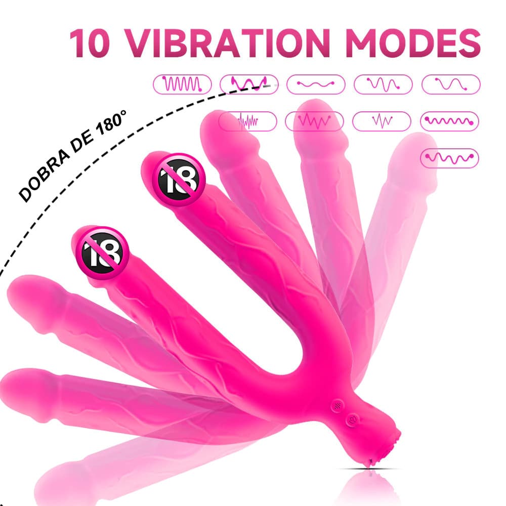 Vibrador Duplo Flexível Dobrável , De Estimulação Dupla De Silicone Macio Vibração Poderosa Para Mulheres