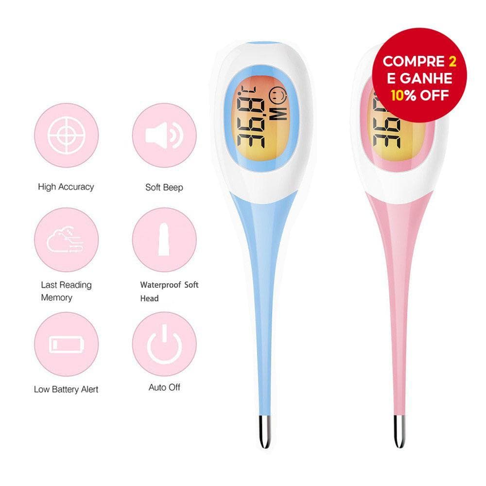 Termômetro De Febre Retroiluminado-Leitor Digital Oral/Axila À Prova D'água Com Sonda Macia , Precisão Clínica De 10 Seg
