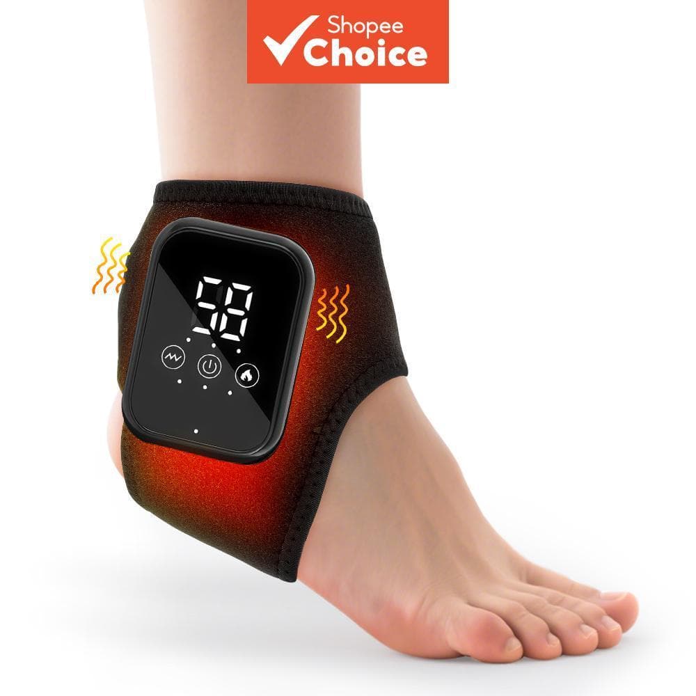  Massageador de tornozelo para alívio da dor, cinta térmica com 3 níveis de aquecimento e 3 ajustes de velocidade