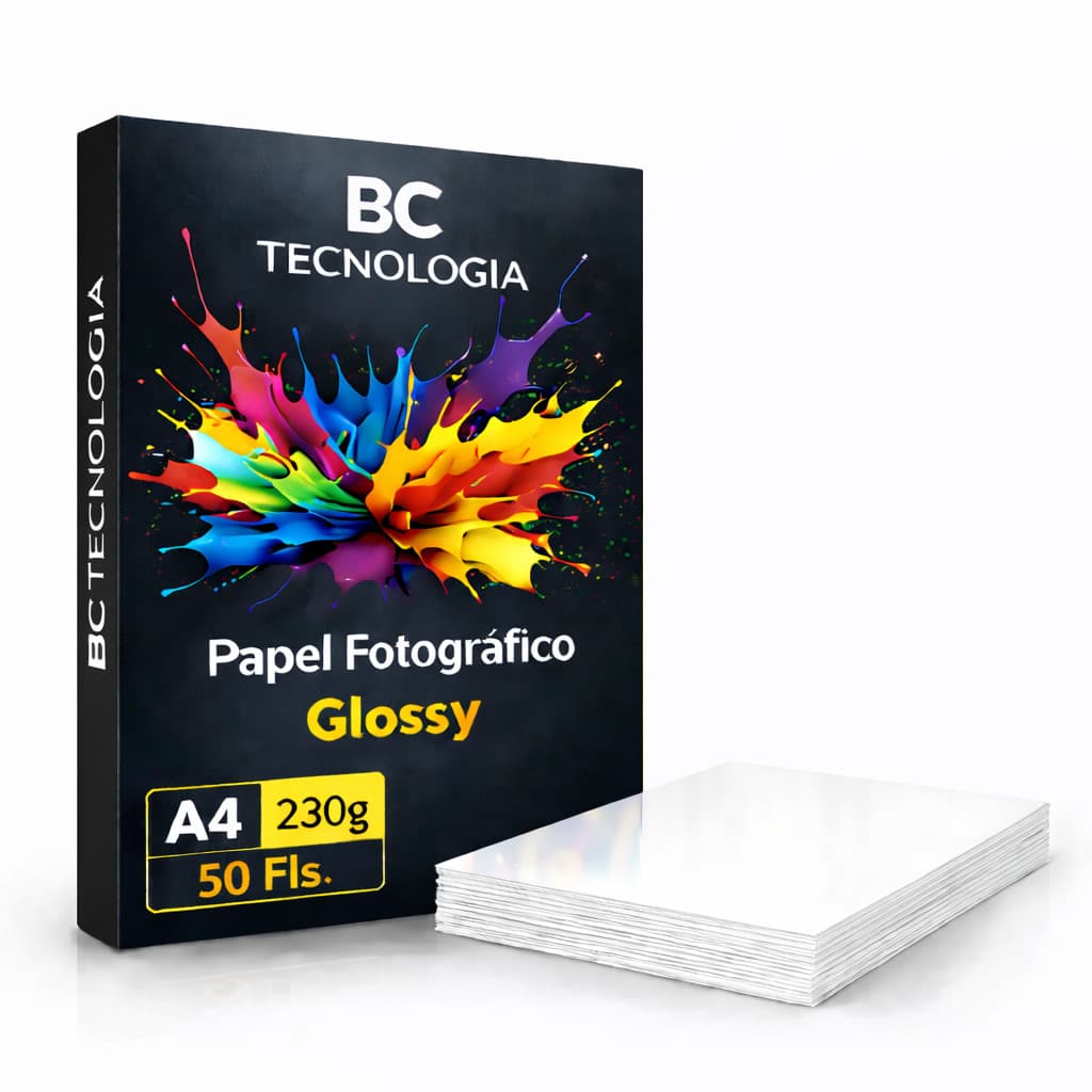 Papel Fotográfico 230g Glossy A4 Prova Dágua 50 Folhas