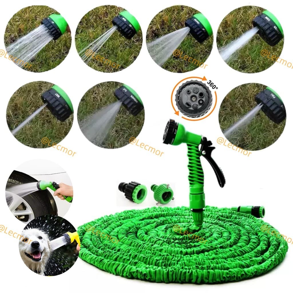 Mangueira Mágica Flexível Expansível com Esguicho de 7 Jatos - Jardim, Carro, Casa, Pet