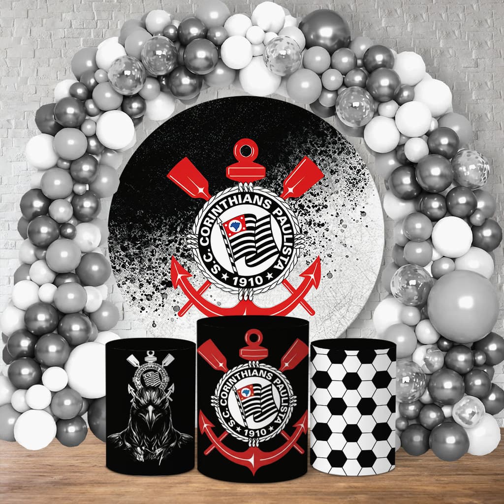 Kit Festa Capa Painel Redondo + Trio Capa Cilindro Veste Fácil Time De Futebol Coringão