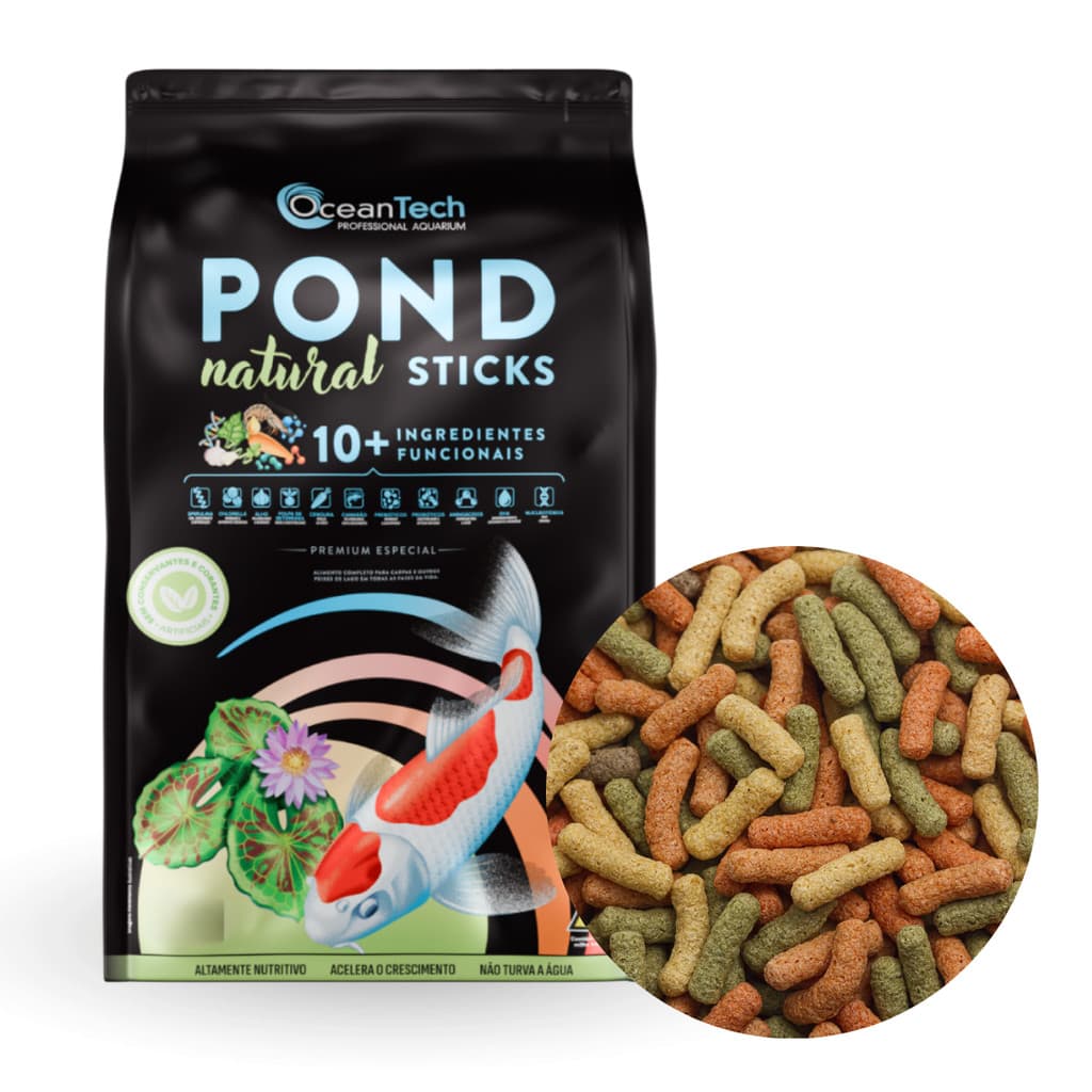 Ração Pond Natural Sticks 6kg Ocean Tech Carpa Lago Peixe