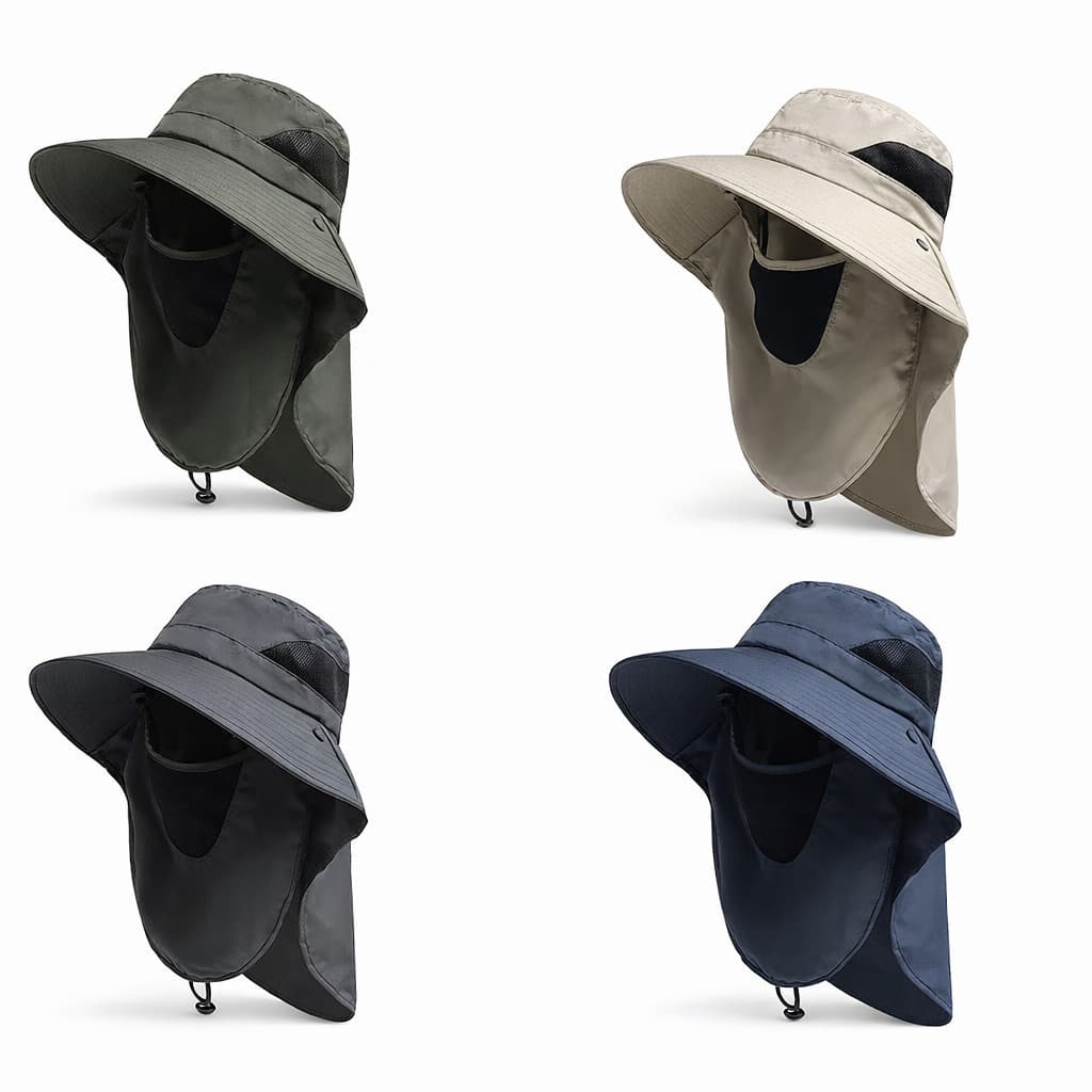 Chapéu Unissex Aba Larga com Protetor UV para Pesca Trilha e Atividades