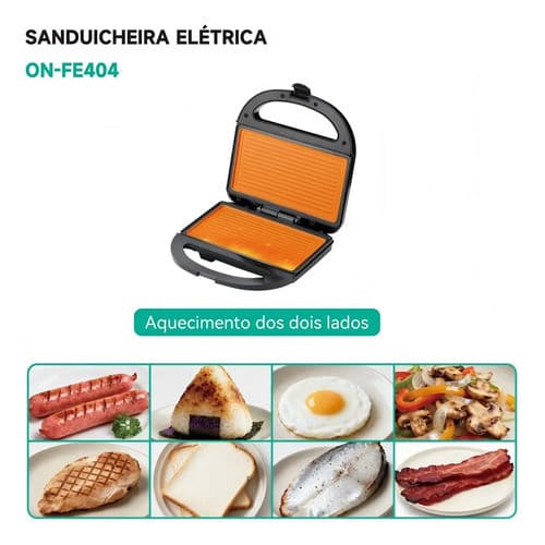 Sanduicheira Elétrica Onistek 800w Termostato Automatico Preto 127v ou 220v