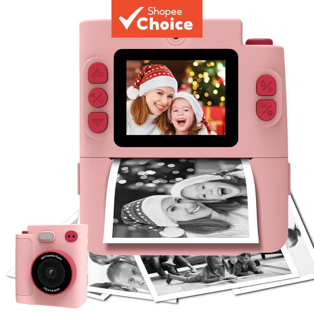  Câmera Digital com 4 Jogos de Quebra-Cabeça e Tocador de Música, Múltiplos Filtros Divertidos e Adesivos