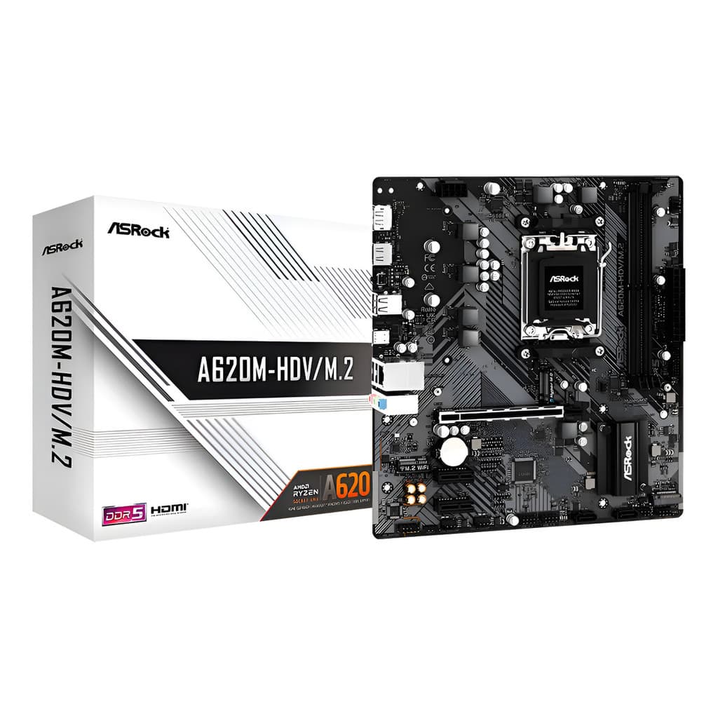 Placa Mãe Asrock A620m Hdv M2 Soquete Amd Am5 Matx Ddr5 Preto
