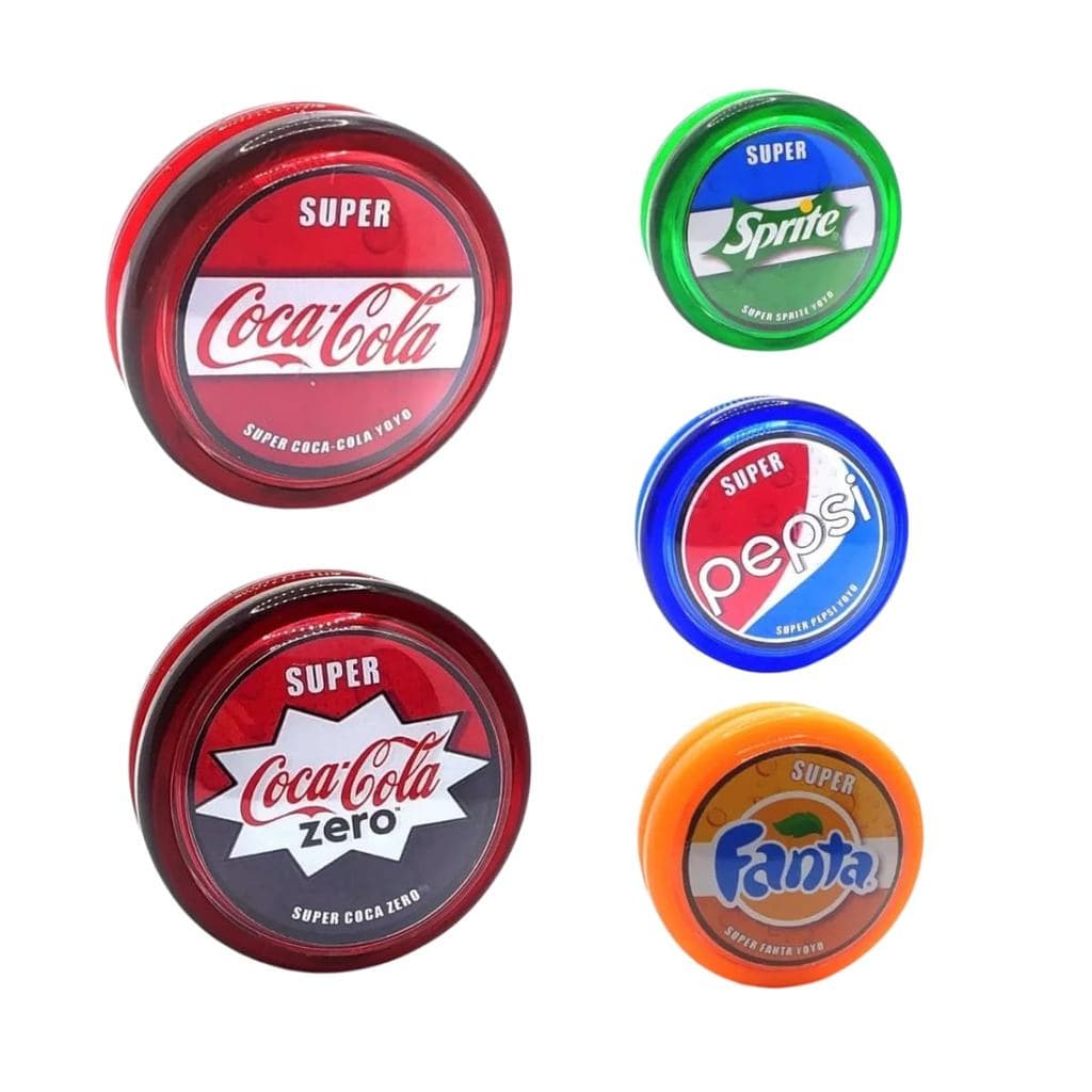 Kit 5 Yo-yos Profissionais de Refrigerantes Coca Fanta Sprite Retrô Ioiô Yoyô