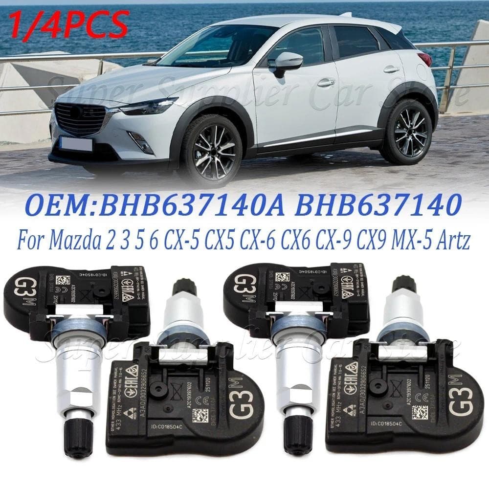 1/4PC 433MHZ Sensor De Pressão Dos Pneus Do Carro TPMS Para Mazda 2 3 5 6 CX-5 CX5-6 CX6-9 CX9 MX Artz Bhb637140um BHB63