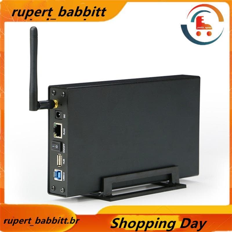 Portátil 3.5'HDD SSD Gabinete USB3.0 Rj45 Ethernet NAS Rede Streaming Servidor Armazenamento Plugue UK