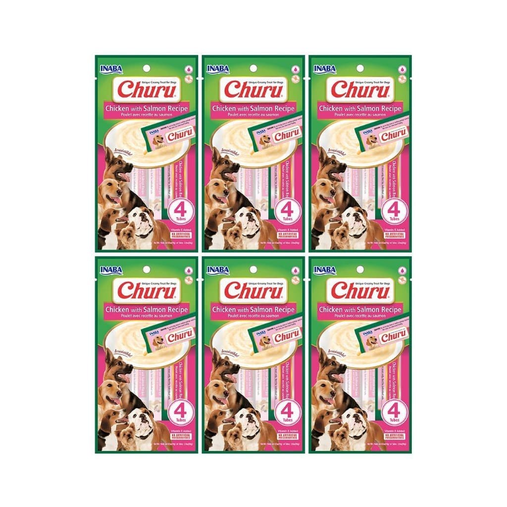 Churu Dog Sabor Frango e Salmão 56g Cães Kit 6 Pacotes