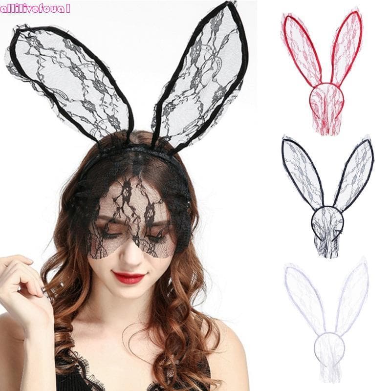 allilivefoua1 Bandana Véu Renda Orelha Coelho Para Coelhos