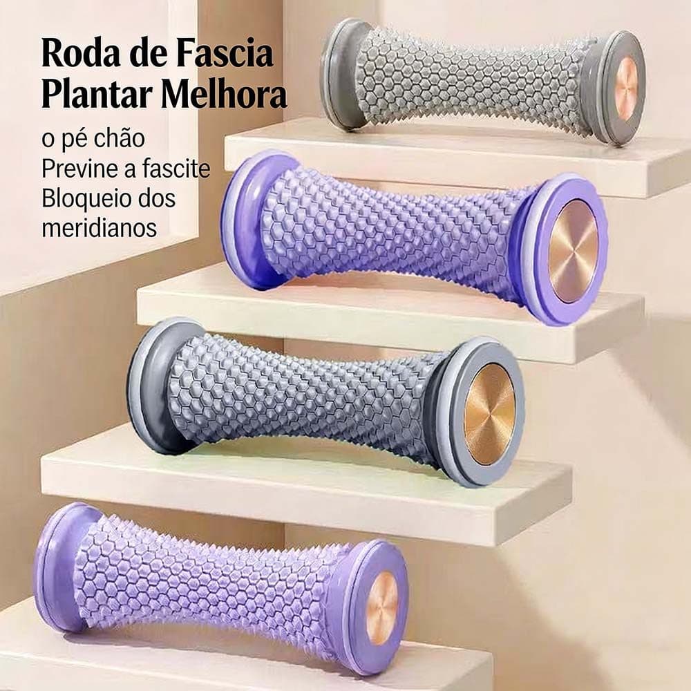 Kit Rolo Massageador de Pés - Bola de Fáscia Plantar para Cuidados de Relaxamento e Yoga