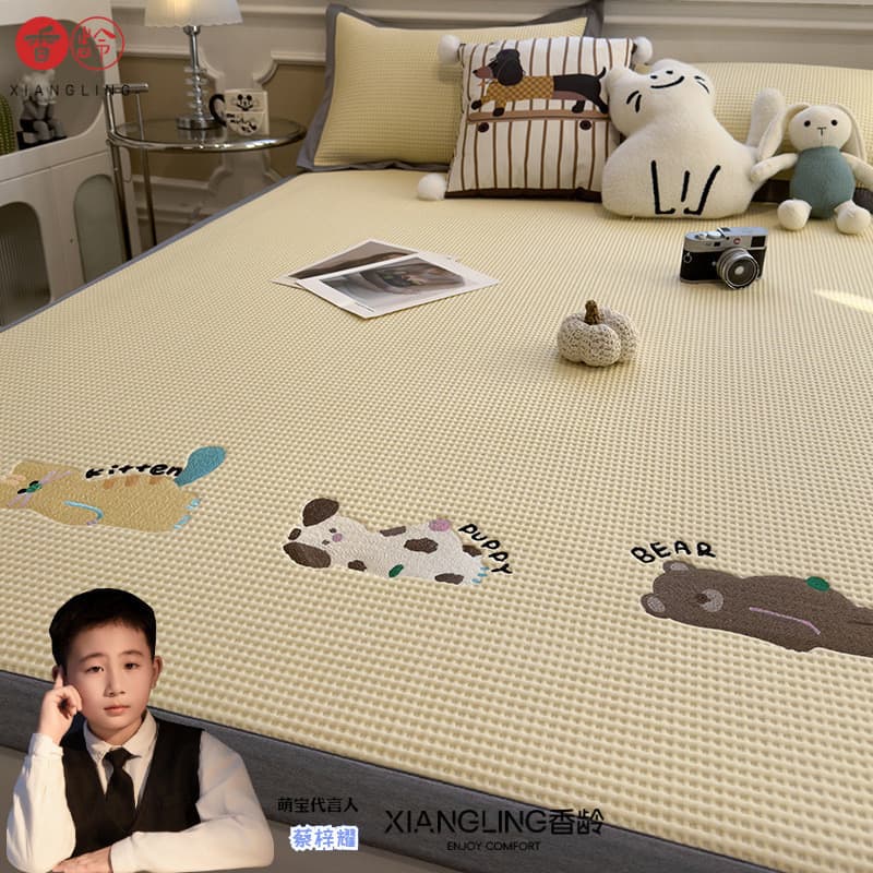 Classe A Cool Feeling 100% Onylon Ice Peas Cool Mat Conjunto de três peças Tapete de seda gelada Estilo lençol Ar condic