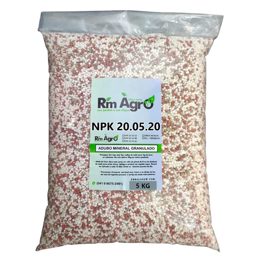 5 K - Adubo Fertilizante NPK 20 05 20 - Plantas, Flores, Rosas Deserto, Samambaia