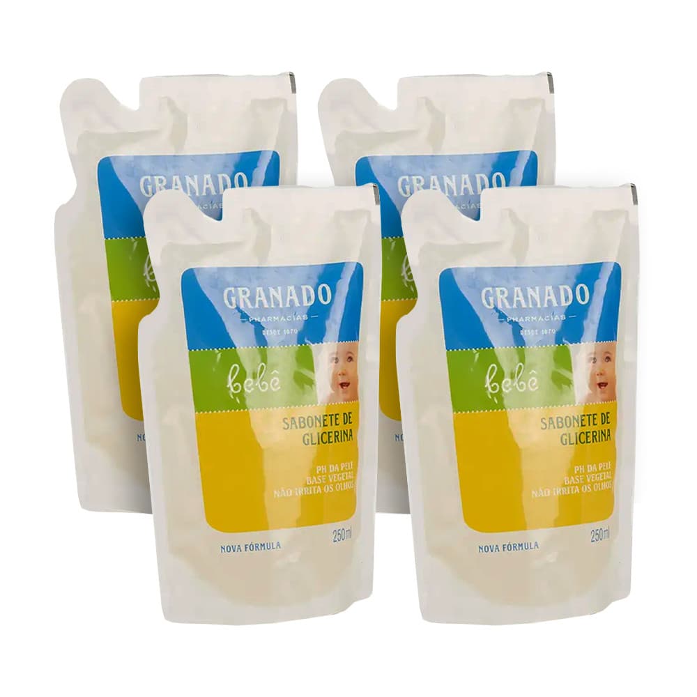 Kit 4 Refis Sabonete Líquido Bebê Granado Tradicional 250ml