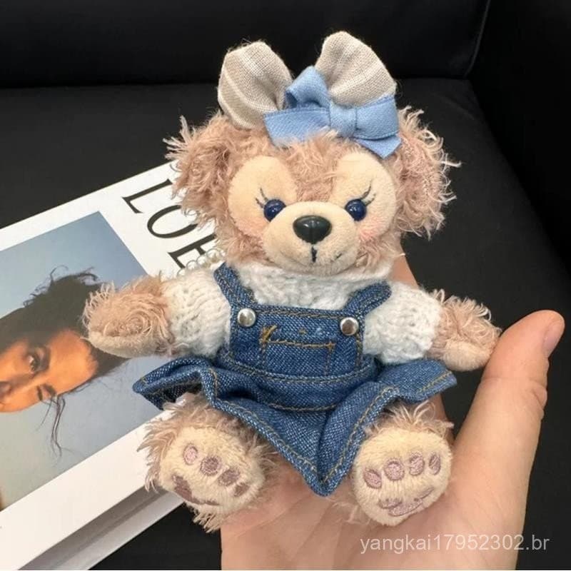 Saia de Jeans Azul Pendente de Bolsa Shirley Rose Boneca de Pelúcia Urso Duffy Chaveiro de Carro Ornamento Presente para