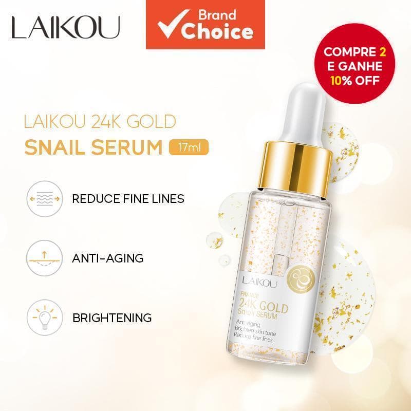 Sérum Anti-idade de Caracol 24K LAIKOU 17ml Reduz Poros, Firmador, Hidratante e Suavizante para a Pele.