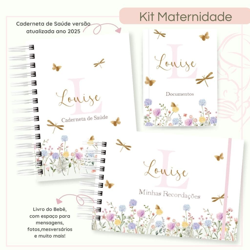 Kit Maternidade Afetiva Menina - Caderneta de Saúde + Livro do Bebe + Porta Doc