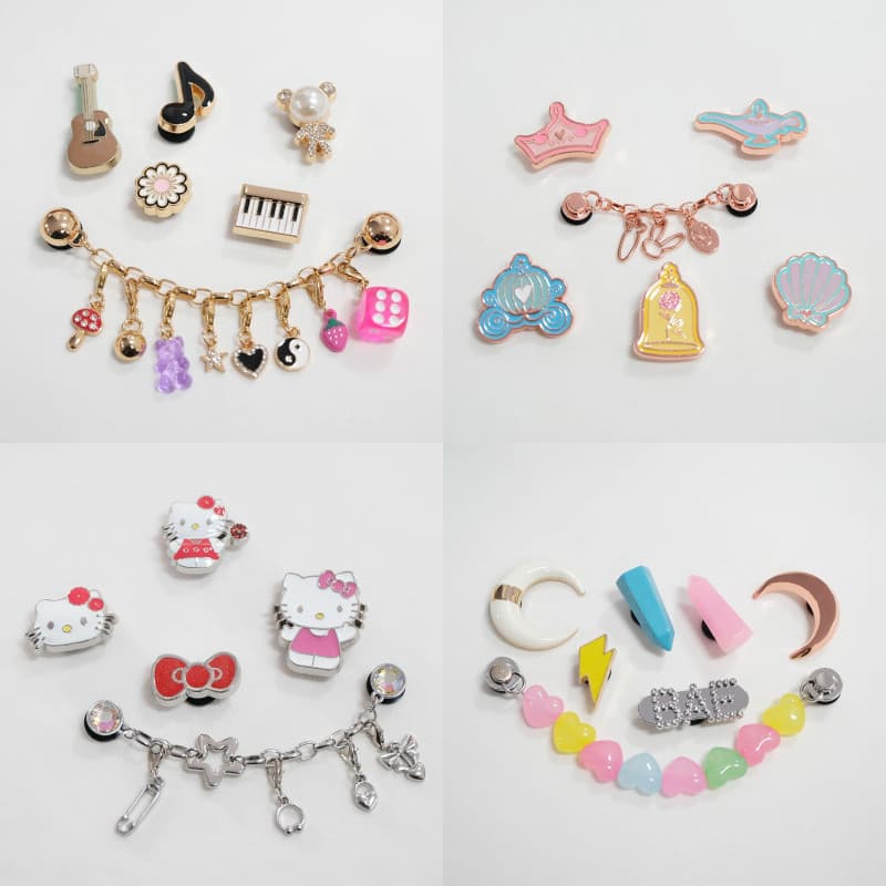 Miss Zoe Jibtz Metal Hello Kitty Buraco Sacos Acessórios Estrela E Lua Corrente Bonito Guitarra