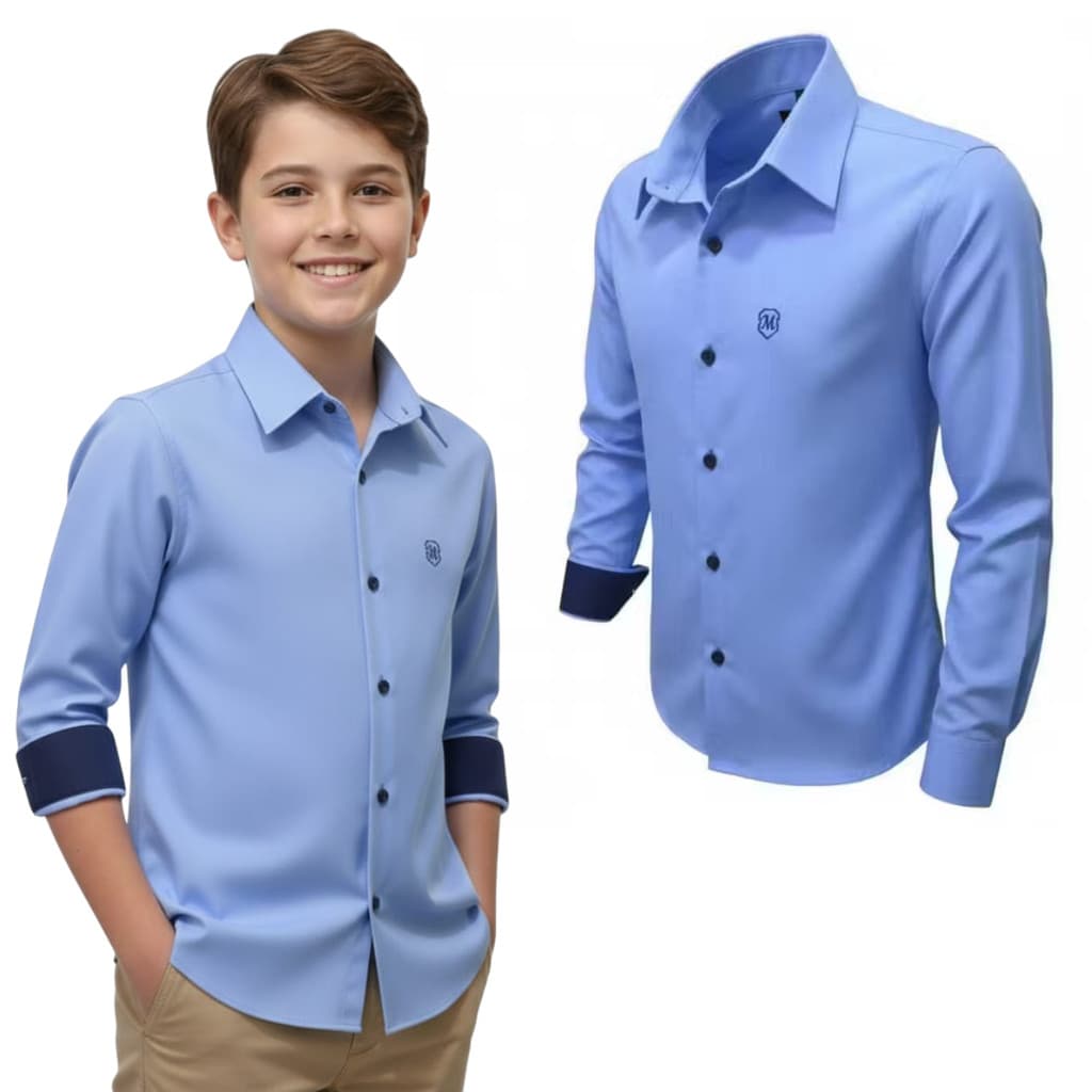 Camisa Infantil Social Manga Longa Confortável