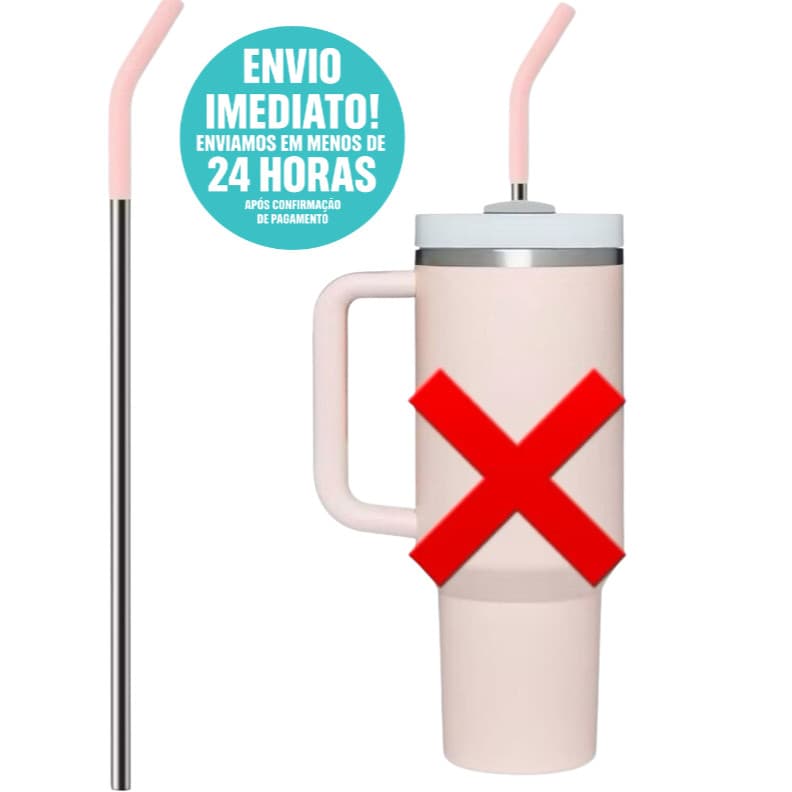 Canudo inox com Bico Silicone para Copo 1200ml